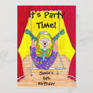 Clown Capers Birthday Party Invitation
