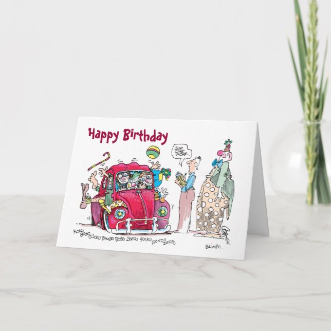 Clown Car Birthday Card (Front)