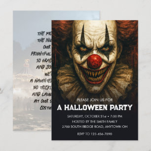 Clown Carnival of Screams Halloween Party Invitation