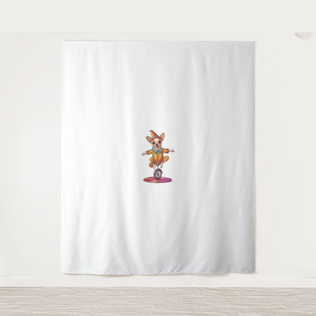 Clown Chihuahua – Funny Circus Dog Tapestry (Front)