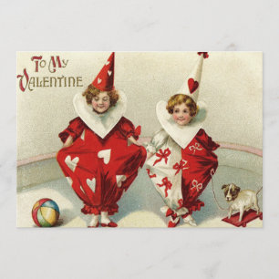 Clown Children Dog Ball Heart Wedding Invitation