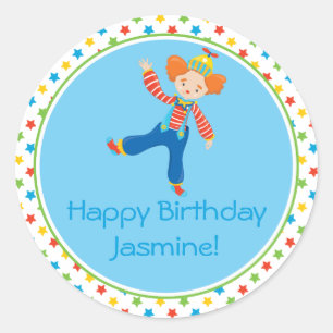 Clown Circus Theme Personalised Classic Round Sticker