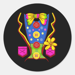 Clown Costume For Kids Men Women- Halloween Outfit Classic Round Sticker