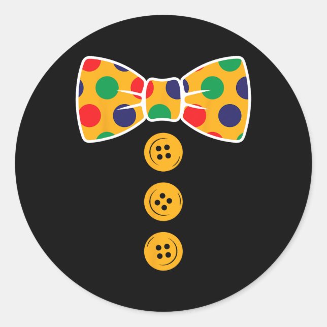 Clown Costume Halloween Funny Circus Clown Gift Th Classic Round Sticker (Front)