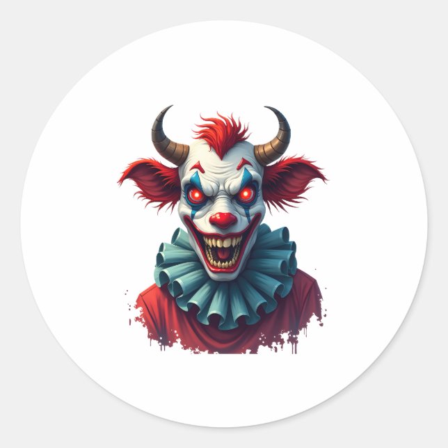 Clown Cow of Terror Classic Round Sticker (Front)