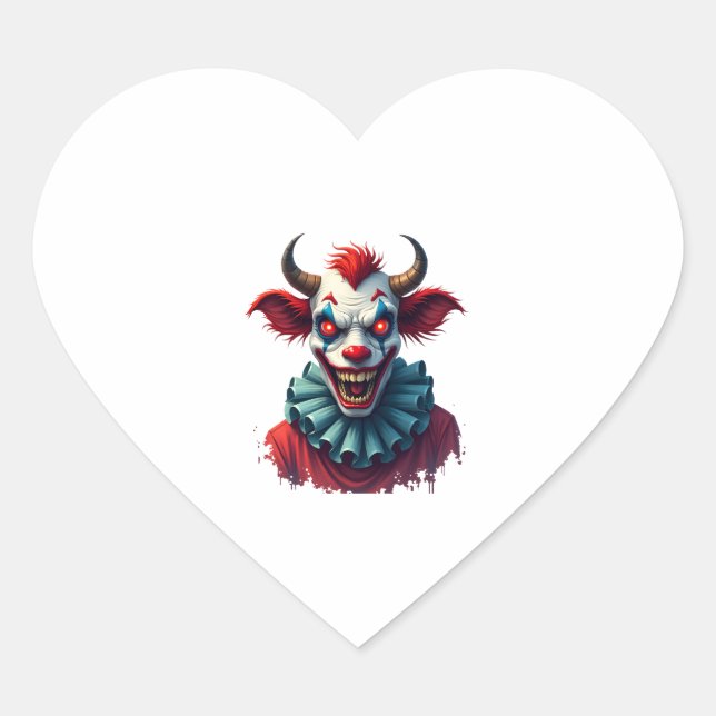 Clown Cow of Terror Heart Sticker (Front)