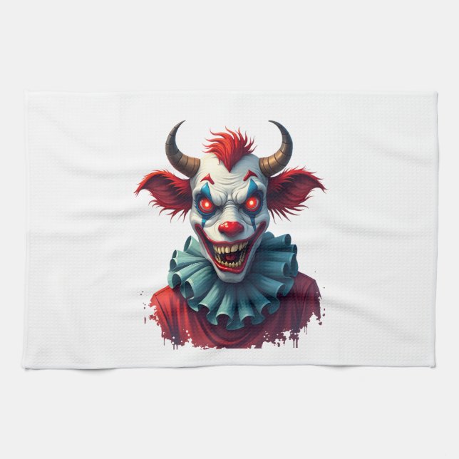 Clown Cow of Terror Tea Towel (Horizontal)