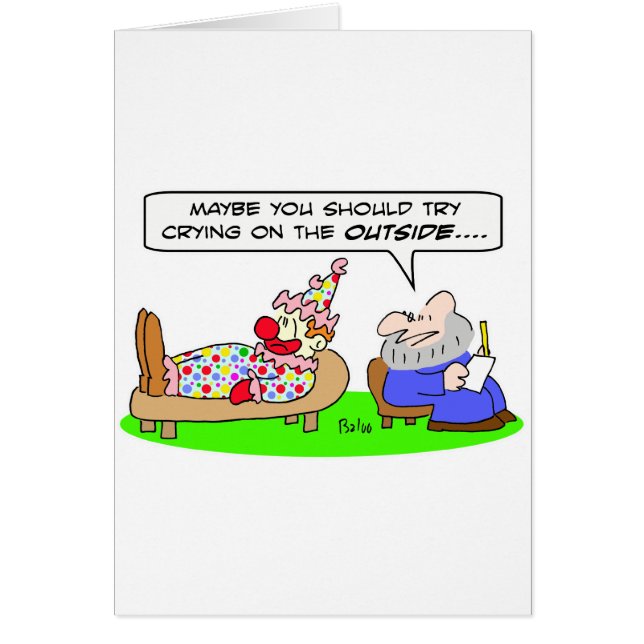 clown crying outside psychiatrist (Front)