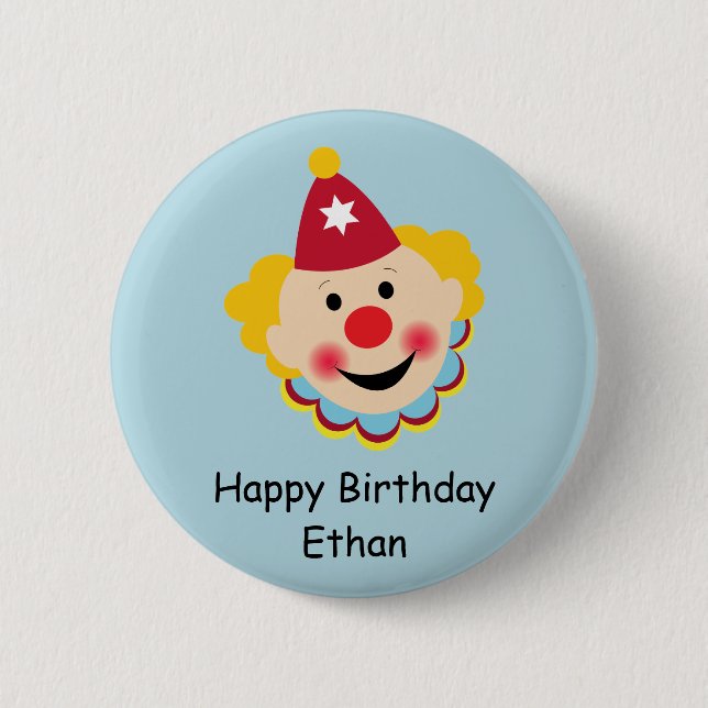 Clown Face Birthday Button (Front)