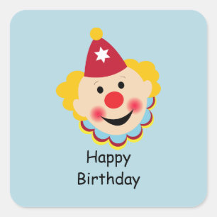 Clown Face Birthday Stickers