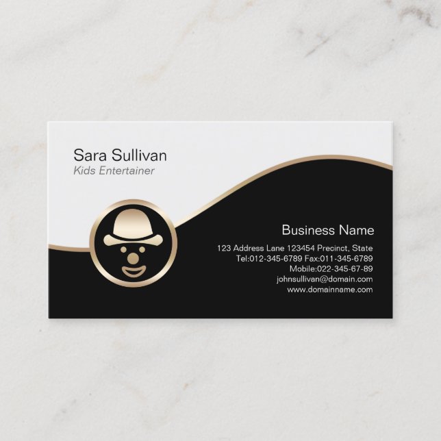 Clown Face Icon Kids Entertainer Business Card (Front)