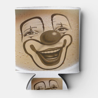 clown face in coffee foam can cooler