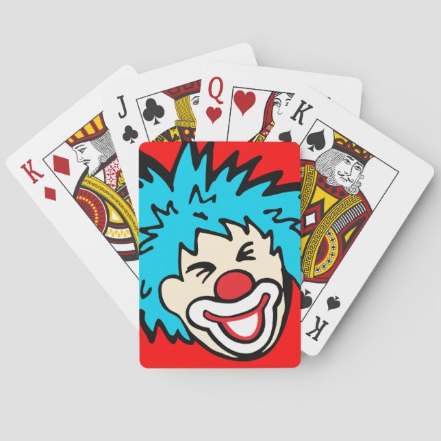 Clown face red blue fun boys playing cards (Back)