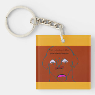 Clown-Faced Dog Cartoon Sketch Key Ring