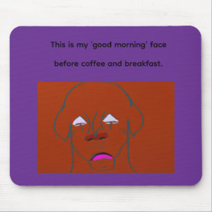 Clown-Faced Dog Cartoon Sketch Mouse Mat