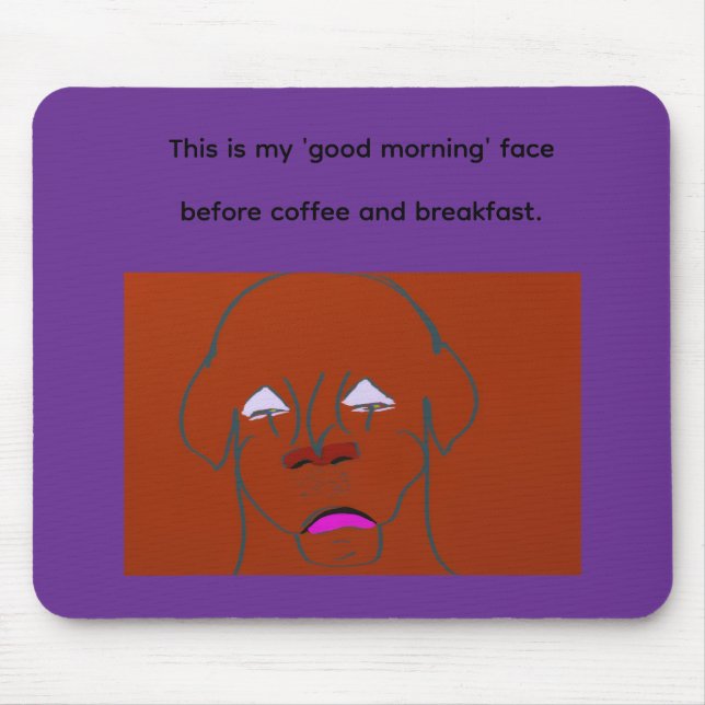 Clown-Faced Dog Cartoon Sketch  Mouse Mat (Front)