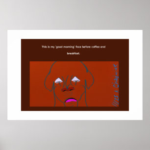 Clown-Faced Dog Cartoon Sketch Poster