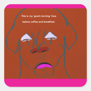 Clown-Faced Dog Cartoon Sketch Square Sticker