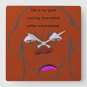 Clown-Faced Dog Cartoon Sketch Square Wall Clock