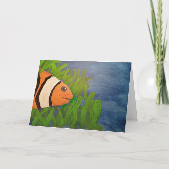 Clown fish acrylic painting blank note card (Front)