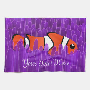 Clown Fish and Beautiful Purple Sea Anemone Tea Towel