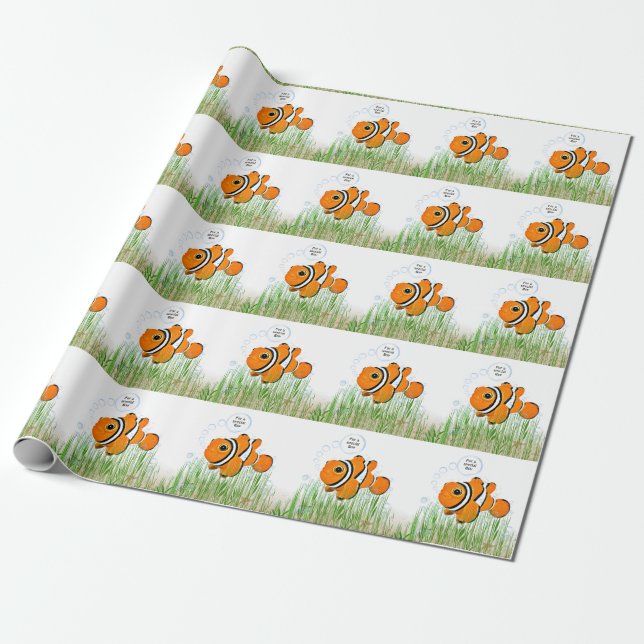 Clown fish birthday for boy wrapping paper (Unrolled)