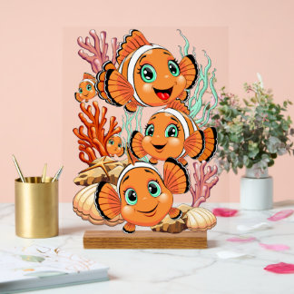 Clown fish Cartoon cute Family Underwater Acrylic Sign