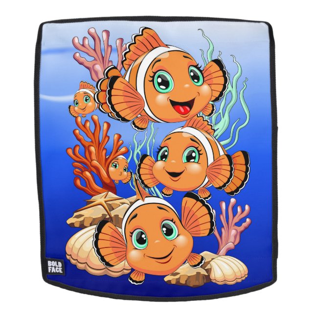 Clown fish Cartoon cute Family Underwater Backpack (Removable Face)