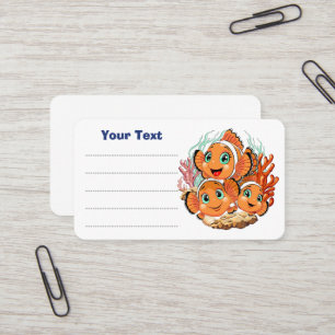 Clown fish Cartoon cute Family Underwater Business Card
