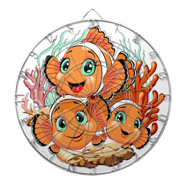 Clown fish Cartoon cute Family Underwater Dartboard (Front)