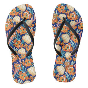 Clown fish Cartoon cute Family Underwater Flip Flops