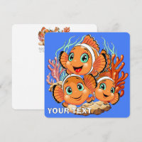 Clown fish Cartoon cute Family Underwater