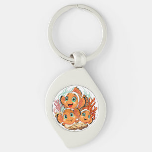 Clown fish Cartoon cute Family Underwater Key Ring