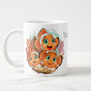Clown fish Cartoon cute Family Underwater Large Coffee Mug