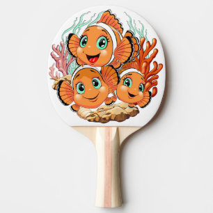 Clown fish Cartoon cute Family Underwater Ping Pong Paddle
