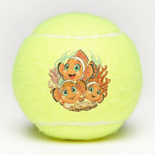 Clown fish Cartoon cute Family Underwater Tennis Balls (Front)