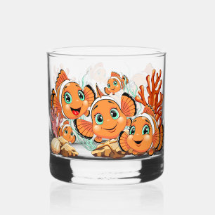Clown fish Cartoon cute Family Underwater Whiskey Glass