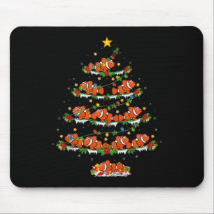 Clown Fish Christmas Tree Lights Funny Clown Fish Mouse Mat