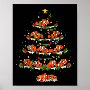 Clown Fish Christmas Tree Lights Funny Clown Fish Poster