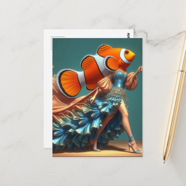 Clown Fish Fashion Postcard (Front/Back In Situ)