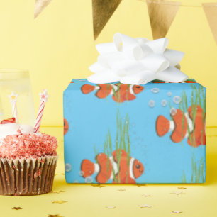 Clown Fish In Bubbles and Seaweed Wrapping Paper