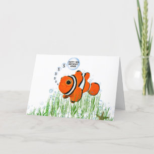 Clown fish in seaweed for 3rd birthday card