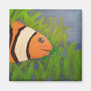 clown fish in water scene painting magnet