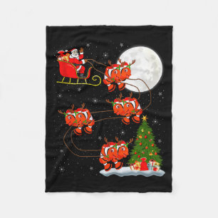 Clown Fish Santa Sleigh Flying Funny Magical Chris Fleece Blanket
