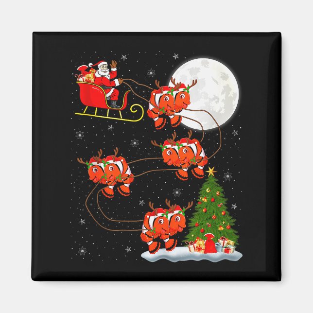 Clown Fish Santa Sleigh Flying Funny Magical Chris Magnet (Front)