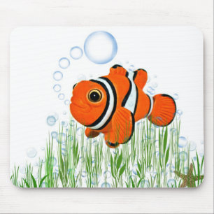 Clown Fish with Bubbles Mouse Mat