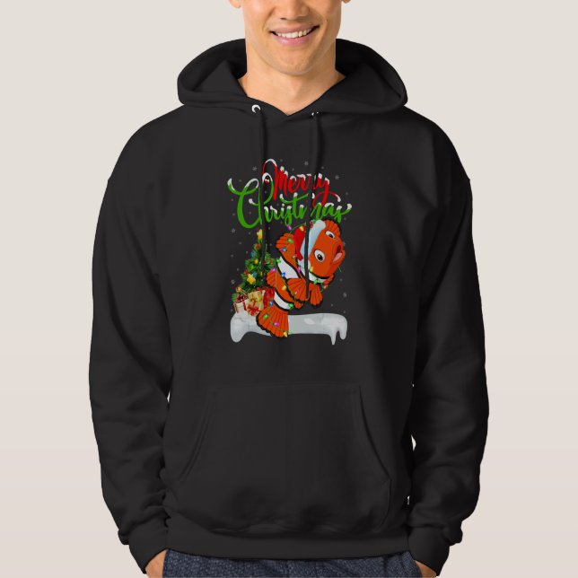 Clown Fish   Xmas Decorations Santa Clown Fish Chr Hoodie (Front)