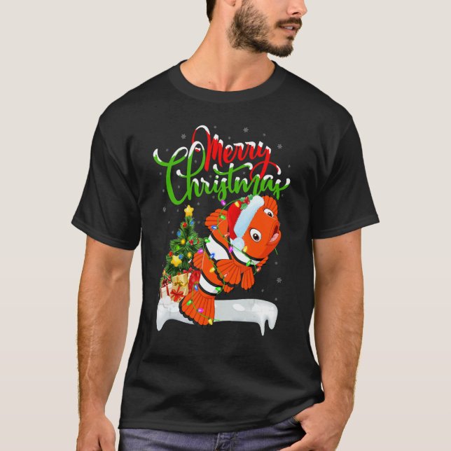 Clown Fish   Xmas Decorations Santa Clown Fish Chr T-Shirt (Front)