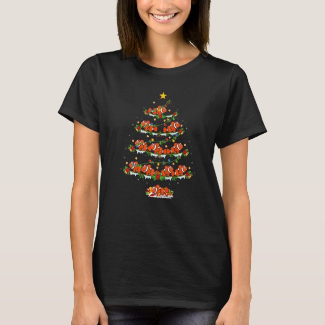 Clown Fish  Xmas Lights Clown Fish Christmas Tree T-Shirt (Front)
