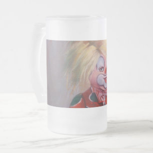 Clown Frosted Glass Beer Mug